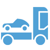 A graphic of a car being towed a tilt tray hired truck